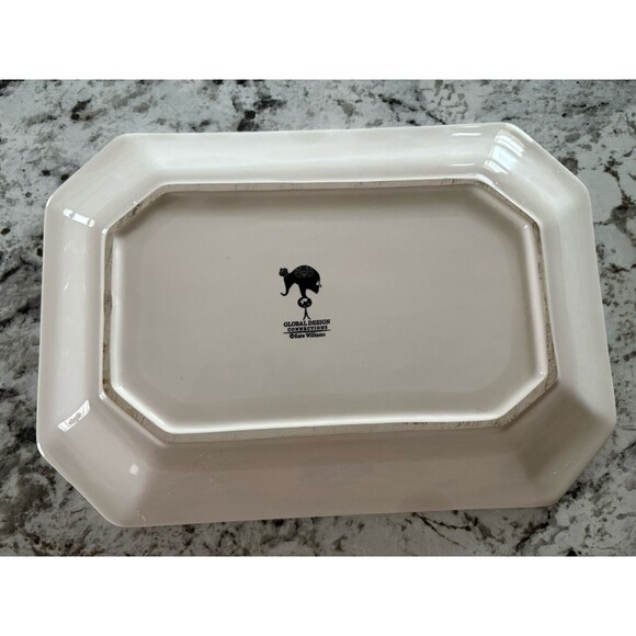 VTG Global Design Kate Williams Ceramic Rectangle Strawberry Bee Serving Platter - Picture 3 of 4